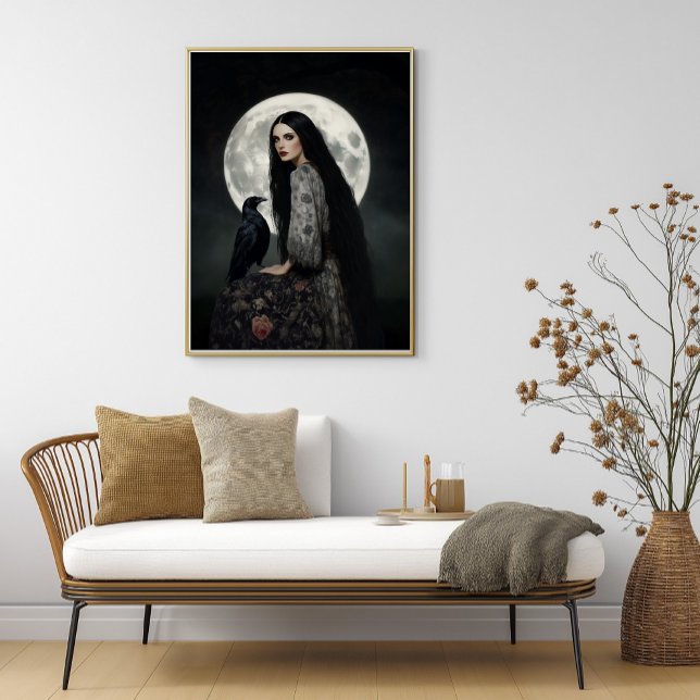 The Morrigan Goddess with Raven Dark Gothic Art  Poster (Creator Uploaded)
