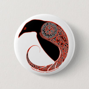 The Morrigan Raven Celtic knotwork Pins & Buttons