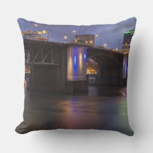 The Morrison bridge over the Willamette river Throw Pillow