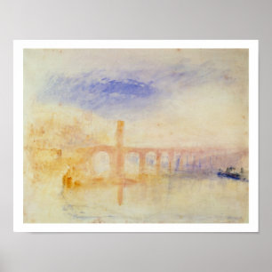 The Moselle Bridge, Coblenz, c.1842 (w/c & graphit Poster
