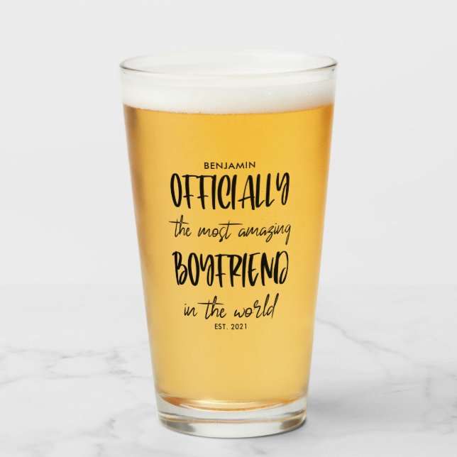 The Most Amazing Boyfriend Year Established Glass (Front Filled)