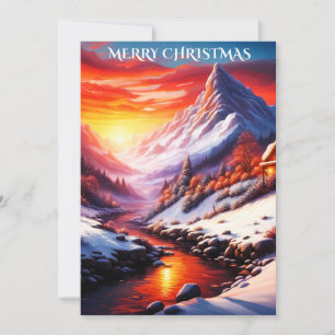 The Most Amazing Sunset over the Mountain Holiday Card