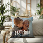 The Most Loved GRANDMA' Cute Gift  Throw Pillow<br><div class="desc">Let a grandmother know how much she is loved with this; Cute Modern Custom Photo Grandma Pillow. Design features fun white typography that reads 'The Most Loved GRANDMA'. Simply upload your favourite picture and personalize the name/s of who its from. Text colour can be changed by using the 'customize further'...</div>