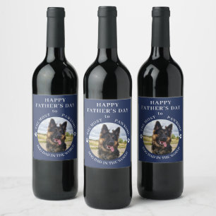 The Most Pawsome Dog Dad photo Blue Wine Label