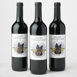 The Most Pawsome Dog Dad Photo White Wine Label