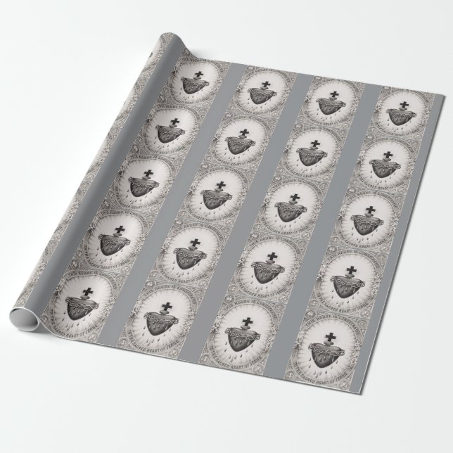The Most Sacred Heart of Jesus Christ Wrapping Paper (Unrolled)