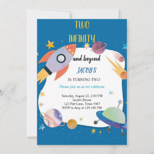 the most watercolor space planets birthday invitation