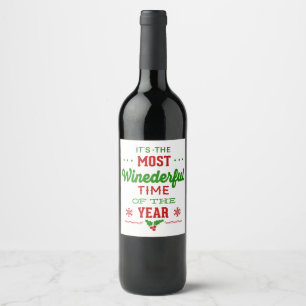 The Most Wine derful Time Of The Year Funny Xmas Wine Label
