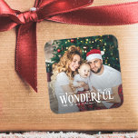 The most wonderful time Christmas photo Square Sticker<br><div class="desc">Get ready to spread holiday cheer with this customizable Christmas sticker featuring the caption "It's the most wonderful time of the year". Add one of your favourite family photos to create a unique keepsake and let the holidays begin.</div>