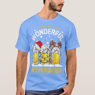 The Most Wonderful Time For A Beer Santa Reindeer  T-Shirt