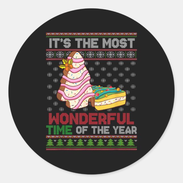 The Most Wonderful Time Of The Year Christmas Tree Classic Round Sticker (Front)