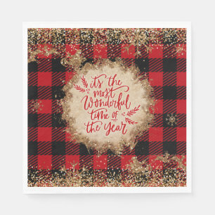 The most wonderful time of the year Tartan Xmas Napkin