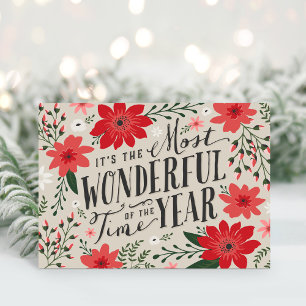 The Most Wonderful Time of Year Holiday Floral Card