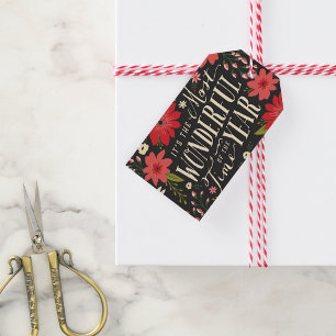 The Most Wonderful Time of Year Holiday Floral Gift Tags