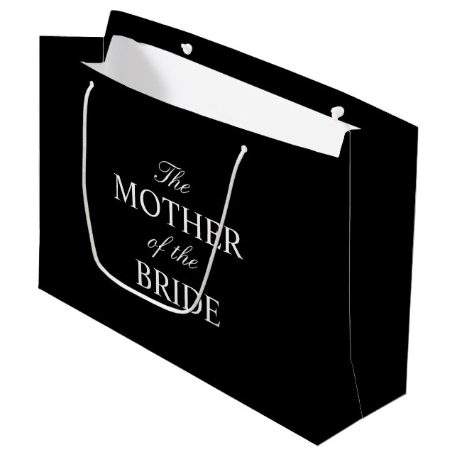 The Mother of the Bride Black White Gift Bag (Front Angled)