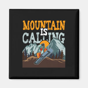 The Mountain Is Calling Funny Snowboarding Magnet