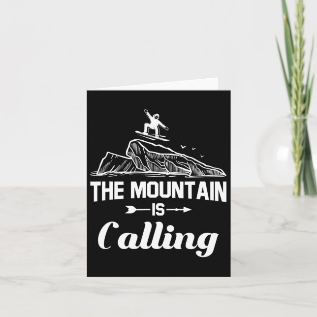 The Mountain Is Calling Snowboarder Snowboard Gift Card (Front)