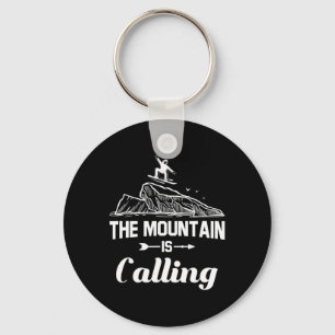The Mountain Is Calling Snowboarder Snowboard Gift Keychain