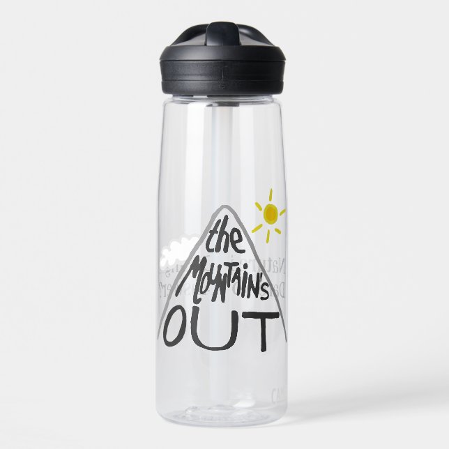 The Mountain‘s Out (Black Text) Water Bottle (Front)
