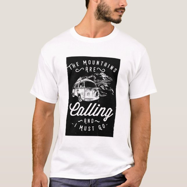 The Mountains Are Calling Adventure Van T-Shirt (Front)
