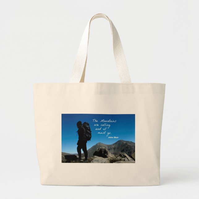 The Mountains are calling and I must go Large Tote Bag (Front)