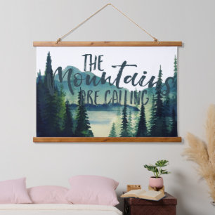 The Mountains Are Calling Camping Quote Hanging Tapestry