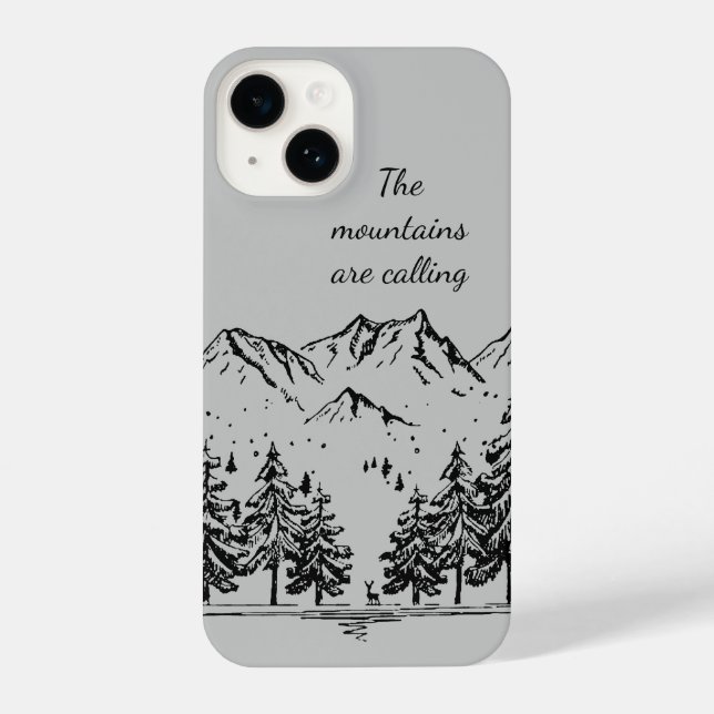 The Mountains are Calling Inspirational Quote iPhone Case (Back)