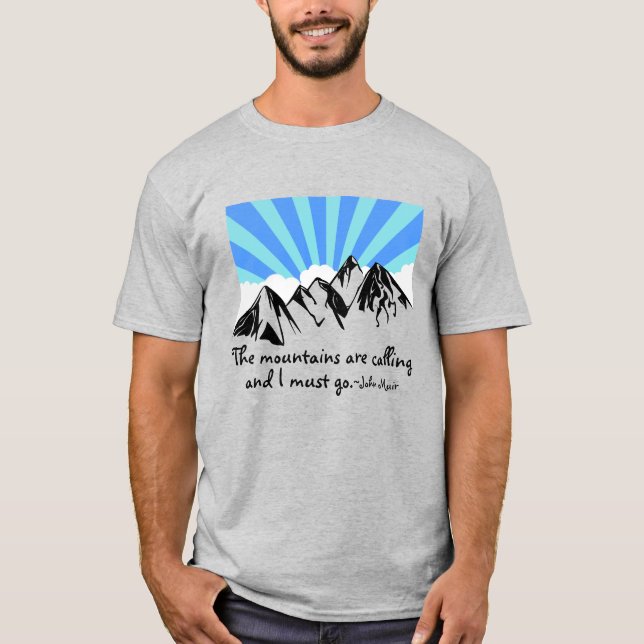 The Mountains Are Calling Retro Clouds & Sky T-Shirt (Front)