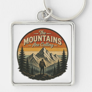 The Mountains Are Calling – Vintage Hiking Keychain