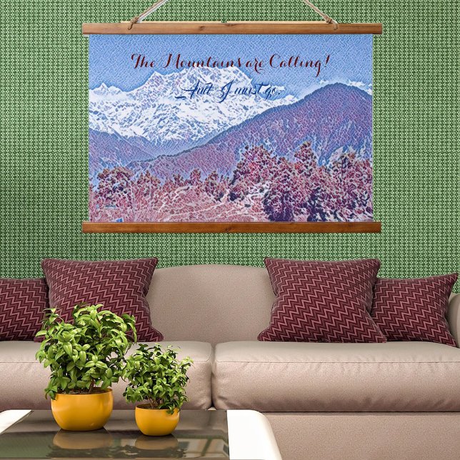 The Mountains are Calling Vivid Blue Snow Clad  Hanging Tapestry (Creator Uploaded)