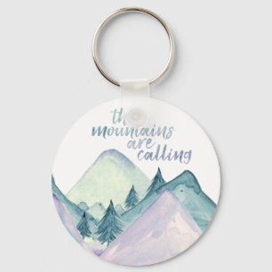 The Mountains Are Calling Watercolor Keychain