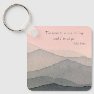 The Mountains are Calling Watercolor  Keychain