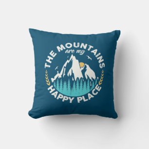 The Mountains Are My Happy Place Throw Pillow