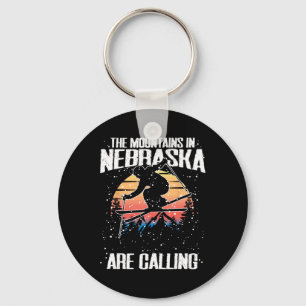 The Mountains In Nebraska Are Calling Funny Skiing Keychain
