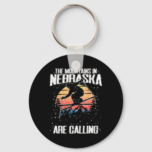 The Mountains In Nebraska Are Calling Funny Skiing Keychain