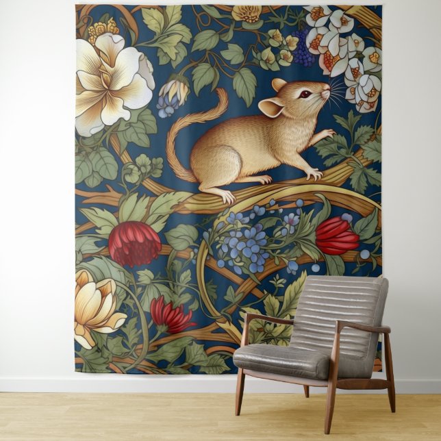 The mouse and flowers Art nouveau Tapestry (In Situ)