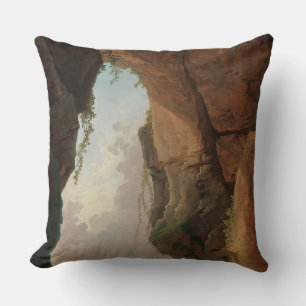 The Mouth of a Cave (1784) Hubert Robert Throw Pillow