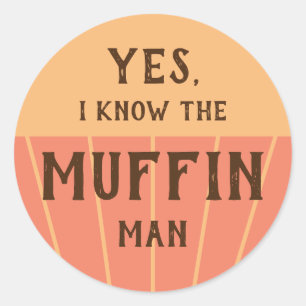 The muffin man funny sticker kids baking party