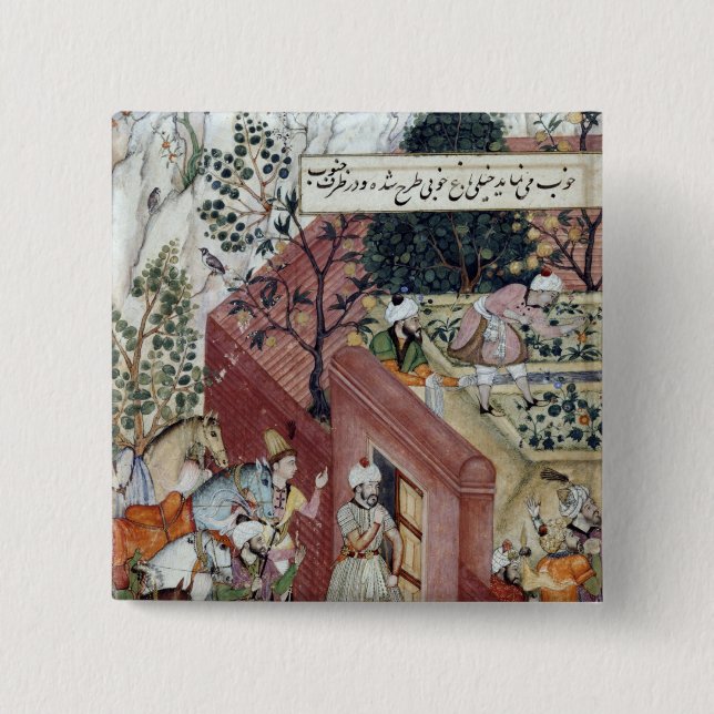 The Mughal Emperor Babur 2 Inch Square Button (Front)