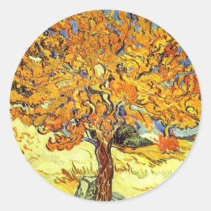 The Mulberry Tree, Vincent van Gogh. Vintage art Classic Round Sticker
