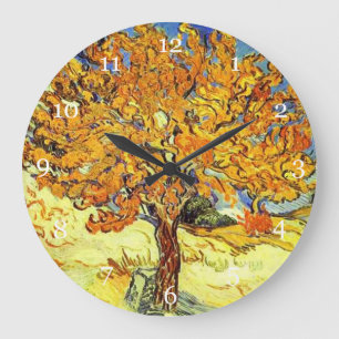 The Mulberry Tree, Vincent van Gogh. Vintage art Large Clock