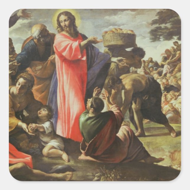 The Multiplication of the Loaves and Fishes Square Sticker (Front)