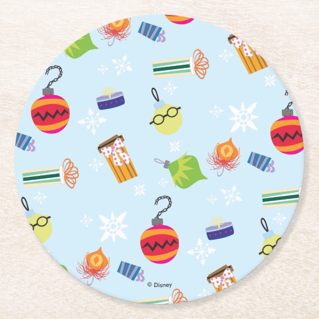 The Muppets | Christmas Holiday Pattern Round Paper Coaster (Front)