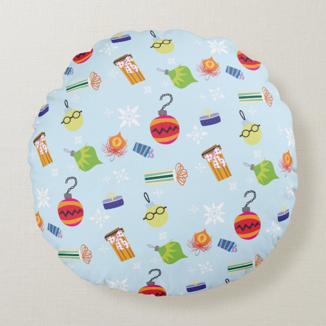 The Muppets | Christmas Holiday Pattern Round Pillow (Front)