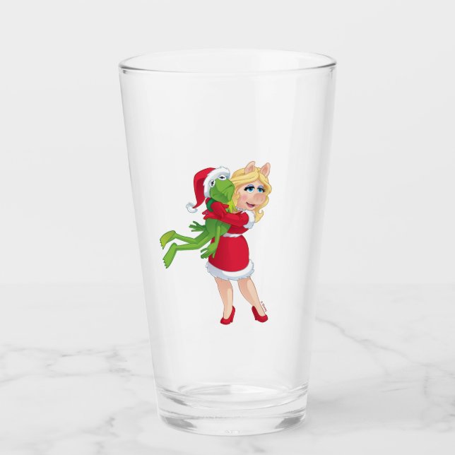 The Muppets | Kermit & Miss Piggy Christmas Glass (Front)