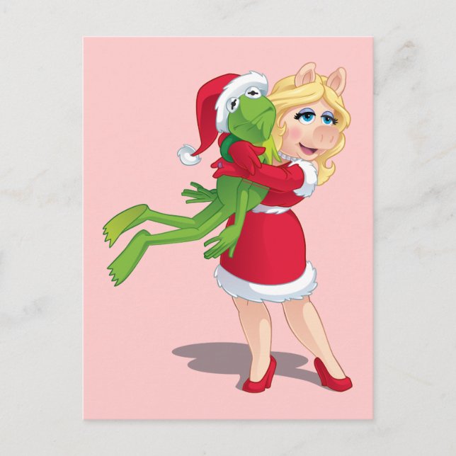 The Muppets | Kermit & Miss Piggy Christmas Holiday Postcard (Front)