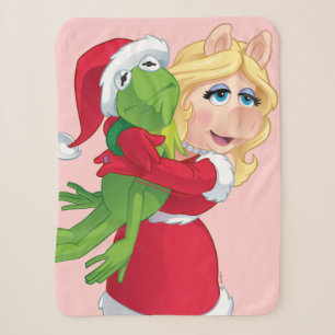 The Muppets   Kermit & Miss Piggy Christmas Sherpa Blanket