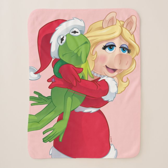 The Muppets | Kermit & Miss Piggy Christmas Sherpa Blanket (Front)