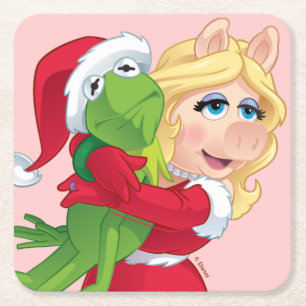 The Muppets   Kermit & Miss Piggy Christmas Square Paper Coaster