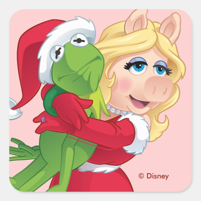 The Muppets | Kermit & Miss Piggy Christmas Square Sticker (Front)